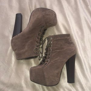 Mocha Suede Lace Up Booties